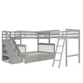 thumbnail image 4 of Twin over Full L-Shaped Bunk Bed With 3 Drawers, Ladder and Staircase - Gray, 4 of 9