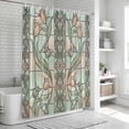 thumbnail image 5 of Stained Glass Shower Curtain Set - Extra Long 72" x 96" Washable Bathtub Curtain with 12 Hooks, Vintage Colorful Flower Animal Textured Waterproof Fabric Shower Curtains for Bathroom/Bathtub Décor, 5 of 6