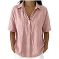 thumbnail image 2 of Womens Tops Short Sleeve Shirts Buttons V Neck Fashion Summer Outfits Plus Size Blouses Trendy Tee Shirts 2026 Vacation Fashion Clothes, 2 of 7