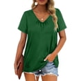 thumbnail image 5 of Gibobby Camiseta de Manga Corta con Cuello en V Camiseta suelta informal con cuello en V para mujer, blusa manga corta con estampado(Verde,XL), 5 of 5