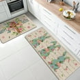 thumbnail image 2 of Happy Easter Kitchen Rugs Set of 2, Bunny Rabbit Pink Rose Flower Leaves Kitchen Mats Decor, Floral Vintage Floor Door Mat Home Decorations -17x29 and 17x47 Inch, 2 of 6