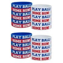 24Pcs Baseball Silicone Rubber Bracelets Baseball Bracelet PLAY BALL HOME RUN Bracelet for Baseball Theme Party,24 * baseball bracelet,As Shown