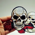 thumbnail image 3 of Naiovety Parches bordados para planchar con calavera rosa para ropa, accesorios DIY G NE Tela de costura y artesanía, 3 of 5