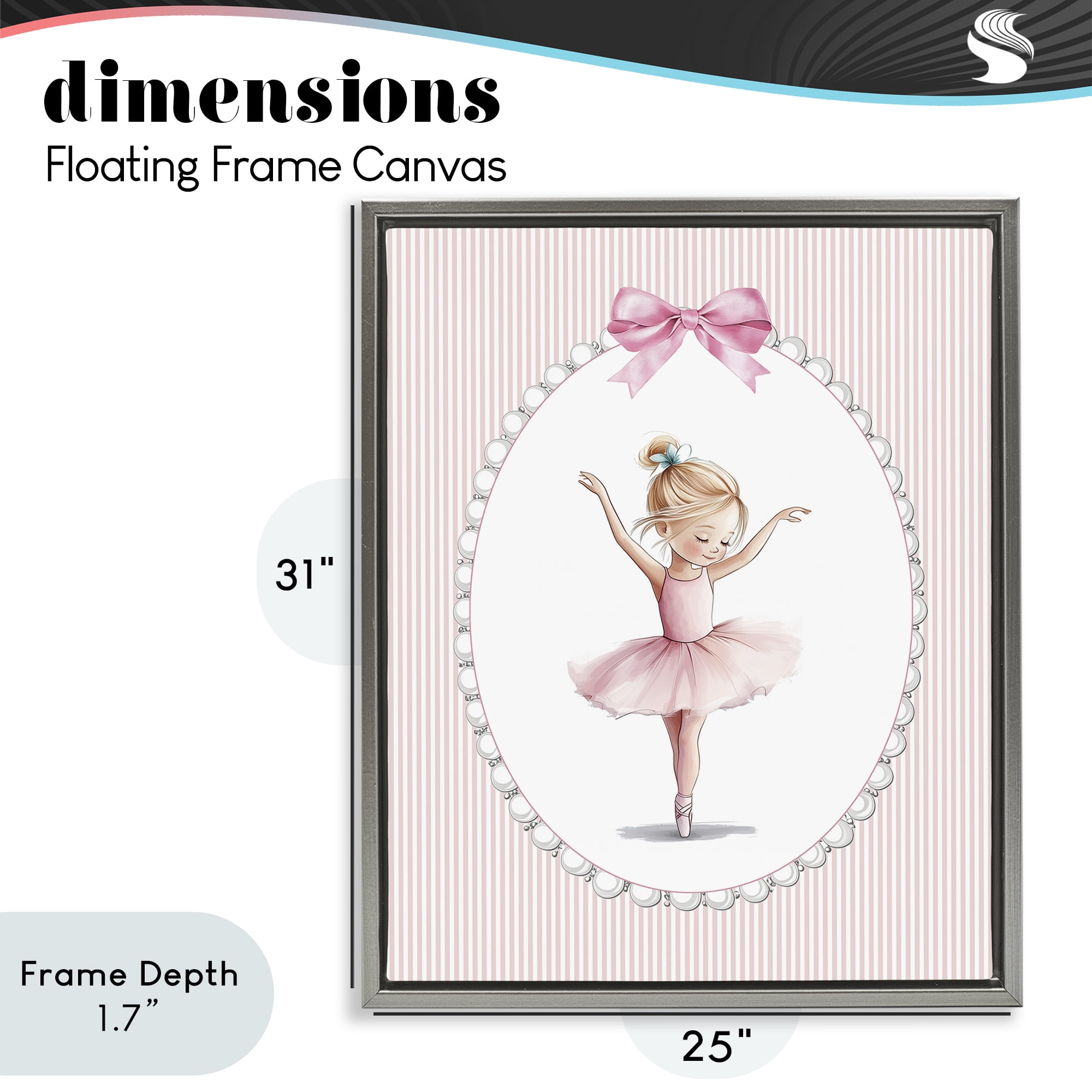 Stupell Industries Dance Pink Ballerina Gray Framed Floater Canvas Wall Art, design by Christine Simpson Art