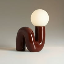 360 Lighting Fondant 11 3/4" Mid Century Modern Accent Table Lamp Chocolate Brown Ceramic Ceramic Glass White Shade
