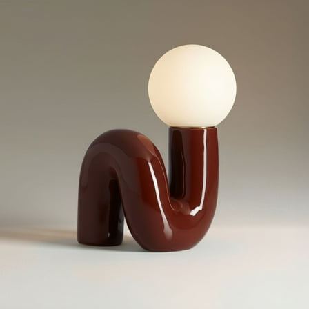 360 Lighting Fondant 11 3/4" Mid Century Modern Accent Table Lamp Chocolate Brown Ceramic Ceramic Glass White Shade