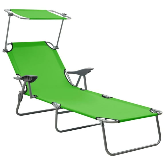 vidaXL Patio Lounge Chair Folding Sunlounger Outdoor Sunbed with Canopy Steel