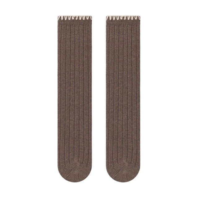 Lace Socks Girls Children's Socks Middle Tube Socks Solid Colour Socks Boys Baseball Socks Brown One Size