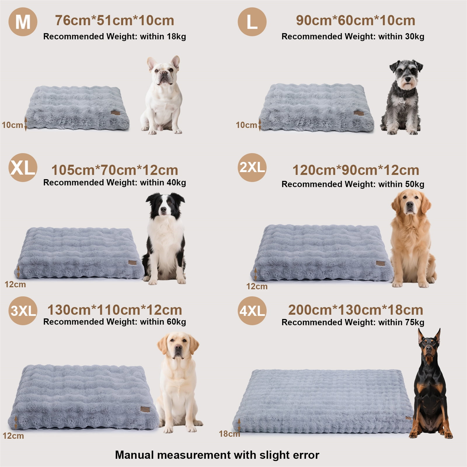 BingoPaw XXL Dog Bed Washable Calming Pet Crate Mattress with Removable Cover Waterproof