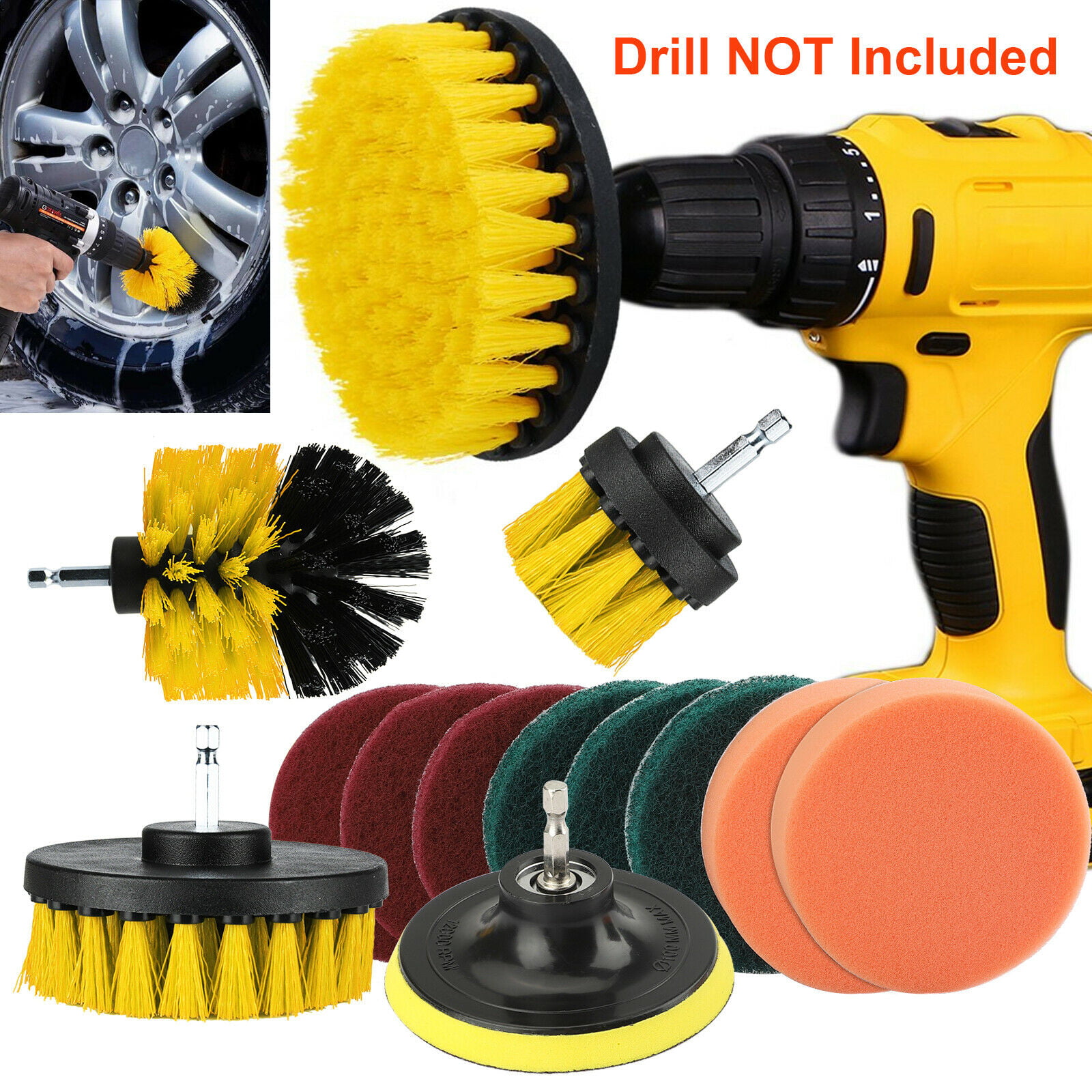 Dymals 12Pcs 3 Inch Car Foam Drill Polishing Pad Kit Buffing Sponge Pads Kit for Car Sanding Cleaning Waxing Dusting with Car Beauty