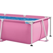 INTEX Rectangular Frame 8ft 6in x 26in Above Ground Swimming Pool with Flow Control Valve