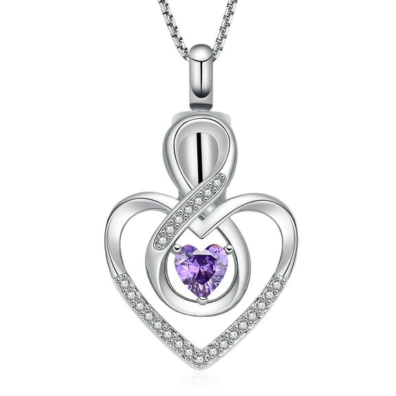 Infinity Cremation Jewelry for Ashes Infinity Urn Necklaces for Ashes with Heart Birthstone Ashes Pendant Locket Keepsake Memorial Jewelry for Urns