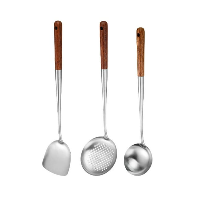 Abbracc Homyl Stainless Steel Wok Spatula Ladle Skimmer Practical Easy Clean Gift Tools