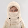 thumbnail image 2 of AWZXDE Kids Warm Winter Hat With Attached Ear And Neck Gaiter Kids Winter Hat Thermal For Skiing Cycling Cold Weather Outdoor Activities Beige, 2 of 7