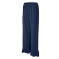 thumbnail image 6 of felwors Women's High-Waisted Wide Leg Pants with Ruffled Hem – Soft Lounge Joggers for Home & Casual Wear, Drawstring Waist & Pockets（Navy， XL）, 6 of 8