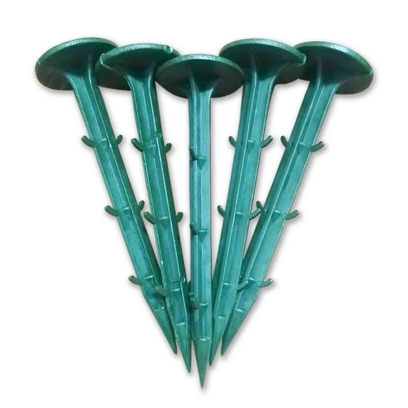 EISENSP 60 Pack Green Plastic Landscape & Garden Spikes for Keeping Garden Netting Down,Weed Fabric and Tarp Stakes (4.3 Inch Stake)