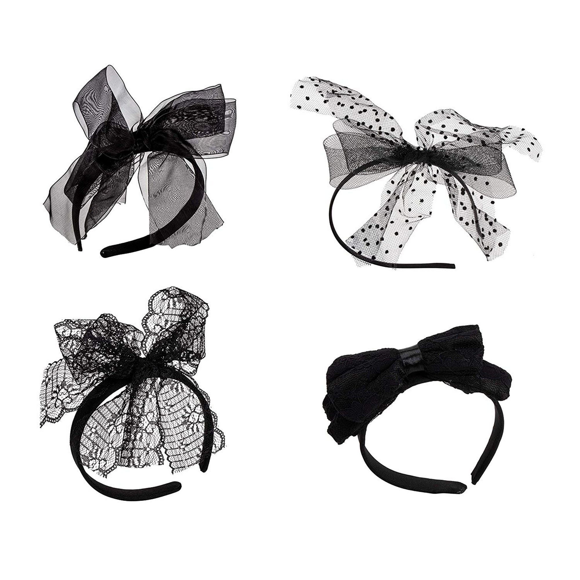 80s Lace Headband 4 Pack 80 S Party Hair Band With Bow