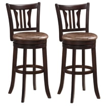 Gymax 30'' Bar Height Swivel Bar Stools Set of 2 w/Back & Faux Leather Seat