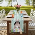 thumbnail image 4 of Table Runners 90 Inches Long Dress Scarves, Easter Bunny Farmhouse Coffee/Dining/Kitchen Table Runner for Living Room, Eggs Cute Rabbit Green Wooden Plank Country 13x90 Inch, 4 of 9