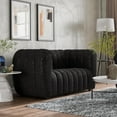 thumbnail image 5 of Furniture of America Totulem Boucle Fabric Channel Tufted Loveseat in Black, 5 of 13