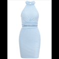 thumbnail image 1 of Traje de Dos Piezas Sin Mangas y Espalda Descubierta con Rayas Azules y Blancas Talla S, 1 of 10