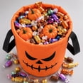 thumbnail image 4 of Halloween Candy Bucket Light Up Pumpkin LED Glowing Basket with Handle for Kids Trick or Treat Party Decor by OVFUIZ, 4 of 7