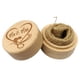 thumbnail image 1 of Caja redonda de madera para anillos de boda de haya con letras Mr & Mrs en la superficie, 1 of 8