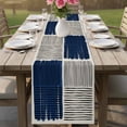 thumbnail image 4 of Navy Blue Striped Table Runner 72 Inches, Farmhouse Stripes Modern Abstract Art Bed Runner Dresser Scarves Tabletop for Indoor Outdoor Parties/Ceremony/Banquet, 14" x 72", 4 of 8