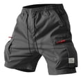 thumbnail image 6 of Domuza Men's Cargo Shorts Elastic Waist Drawstring Lightweight Casual with Zipper Pockets Dark Gray 2XL, 6 of 6