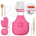 thumbnail image 2 of BESTONZON 11Pcs Juego de cocina Juego completo de regalo de cocina para niños con gorro de cocinero Delantal Mitt de cocina y utensilios para niños Juego de cocina, 2 of 5