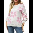 thumbnail image 1 of Suéter de Mujer de Otoño, Larga, Cuello Redondo, Jersey de Punto de Gran Tamaño, Tops Casuales con Estampados. M, 1 of 9