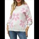 thumbnail image 1 of Suéter de Mujer de Otoño, Larga, Cuello Redondo, Jersey de Punto de Gran Tamaño, Tops Casuales con Estampados. S, 1 of 9