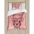thumbnail image 3 of Ambesonne Dog Girl Chihuahua Sketch Illustration with Quote Fashion Glasses Ribbons Puppy Duvet Cover Set, 3 of 3