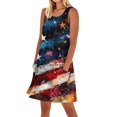 thumbnail image 2 of Women's Vacation-Ready Sundress, Sleeveless Square Neck Summer Dress with Patriotic Print, Ideal for Tropical Getaways,Deep Red S, 2 of 4