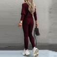 thumbnail image 2 of Ladies Womens Two Piece Outfit Long Sleeve One Shoulder Pullover Tops And Long Pants Tracksuit, 2 of 3