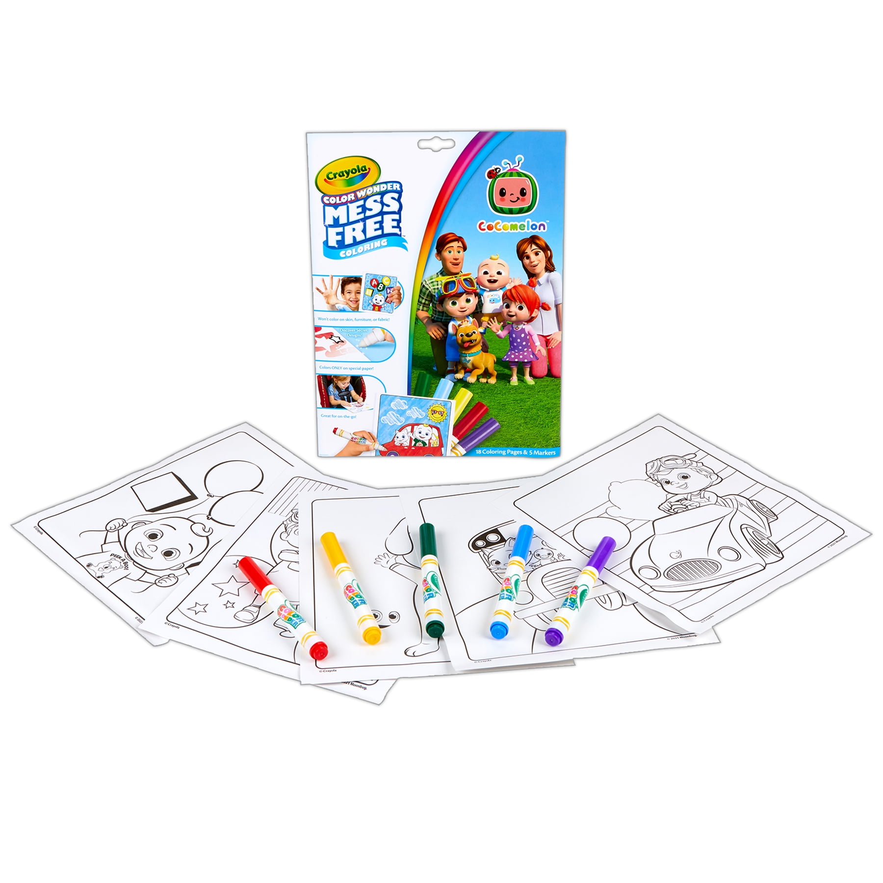 Crayola Color Wonder Coloring Pad & Markers, Cocomelon, 2 Sets
