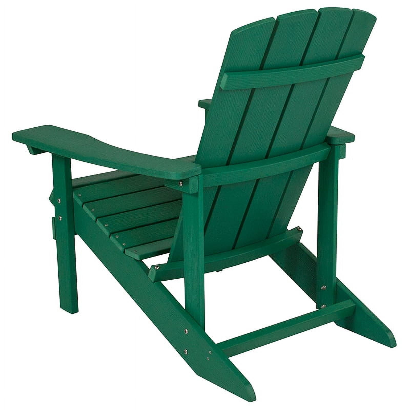 Flash Furniture Charlestown All-Weather Poly Resin Wood Adirondack Chair in Green