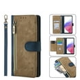 thumbnail image 1 of SaniMore for Samsung Galaxy A73 5G 6.7" 2022 Wallet Case, [Removeable Wrist Strap][Zipper Cash Pocket + Card Slots] Flip Kickstand Full Protective Magnetic Closure Retro Cover for Galaxy A73 5G, Blue, 1 of 10