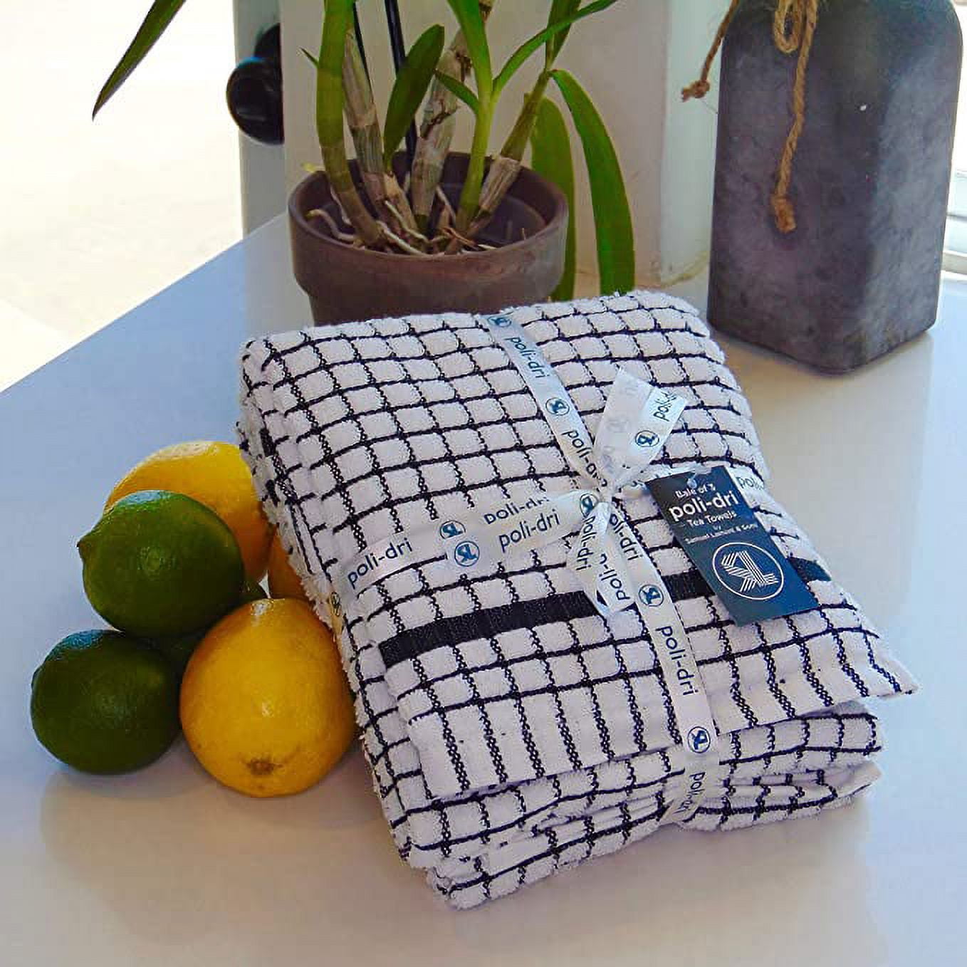 Samuel Lamont Poli-Dri 3-Piece Famous Kitchen Tea Towel Set 100% Cotton Ultra Absorbent