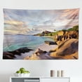 thumbnail image 1 of Beach Tapestry, Grand Sea Waves on Beach and Horizon Sky Holiday Calm Dream Season Photograph, Fabric Wall Hanging Decor for Bedroom Living Room Dorm, 2 Sizes, Cream Blue White, by Ambesonne, 1 of 1