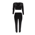 thumbnail image 5 of GaThRRgYP Womens Sets 2 Piece Outfits,Fashion Women Pocket Round-Neck Casual Long Sleeve + Pant Set, 5 of 6