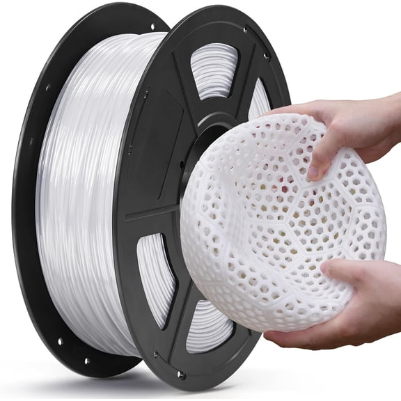 TPU 3D Printer Filament 1.75mm 3D Printing Filament Dimensional Accuracy  /- 0.02mm for Most FDM 3D Printers,250g white