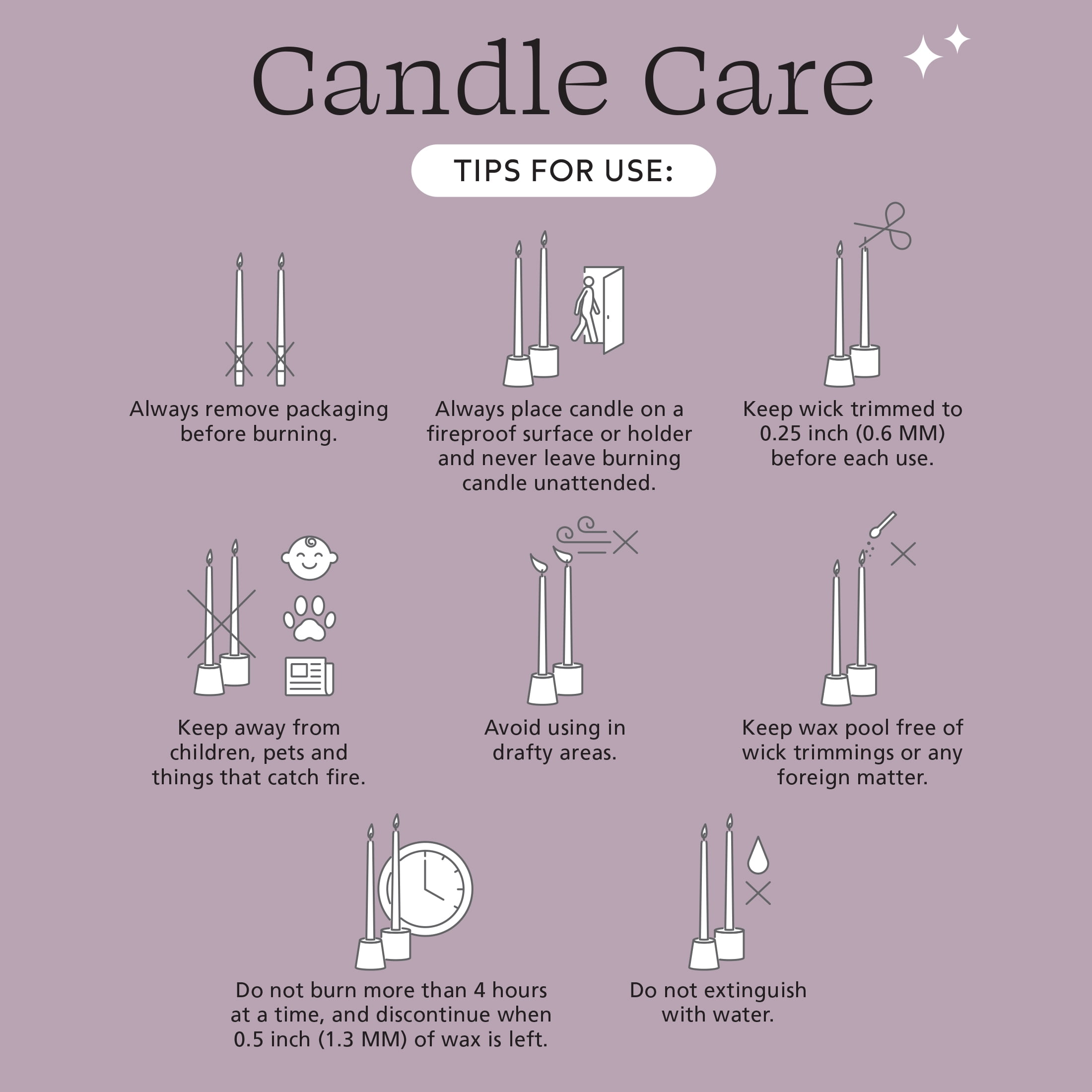 Mainstays Paraffin Wax 10" Twist Taper Candle, Unscented, Purple