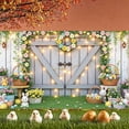 thumbnail image 3 of Bunny Design Easter Banner Colorful Eggs Spring Display Floral Pattern Flower Wreath Bunny Backdrop for Easter Celebration Spring Party Garden Decoration, 3 of 9