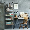 thumbnail image 3 of YYAo Shelf Stand, Display Shelves, Storage Plant Bookshelf,5-Tier Wood Look Ladder Shelf with Metal Frame for Home-Black, 3 of 10