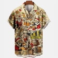 thumbnail image 3 of Camisas hawaianas de manga corta con estampado 3D de cerveza y vino para hombre, camisetas playeras informales de verano de manga corta con botones, 3 of 5