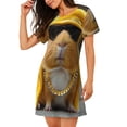 thumbnail image 2 of Uemuo Heavy Metal Style Guinea Pig Pattern Women’s Nightdress – Casual Sleep Shirt, Soft Relaxed Fit Short-Sleeved Cotton Sleepwear for Home, Bedtime, and Lounging, 2 of 6