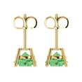 thumbnail image 4 of 4 Ct Round Cut Studs Green Crystal 18K Yellow Solid Gold Everyday Dainty Earrings Push Back, 4 of 7