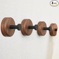 thumbnail image 1 of Ganchos para toallas de baño de alta resistencia, 4 paquetes de ganchos para abrigos de pared de madera de primera calidad (adhesivos y atornillables) para colgar bolsos, sombreros, cuadros Color mad, 1 of 5