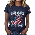 thumbnail image 2 of Only Moment Womens Festival Shirts Crew Neck Short Sleeve Vintage American Flag Short Sleeve Patriotic Independence Day Tops Navy,L, 2 of 6